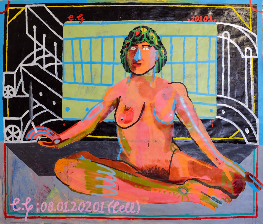 Smoking Figure With Pool Chair Painting