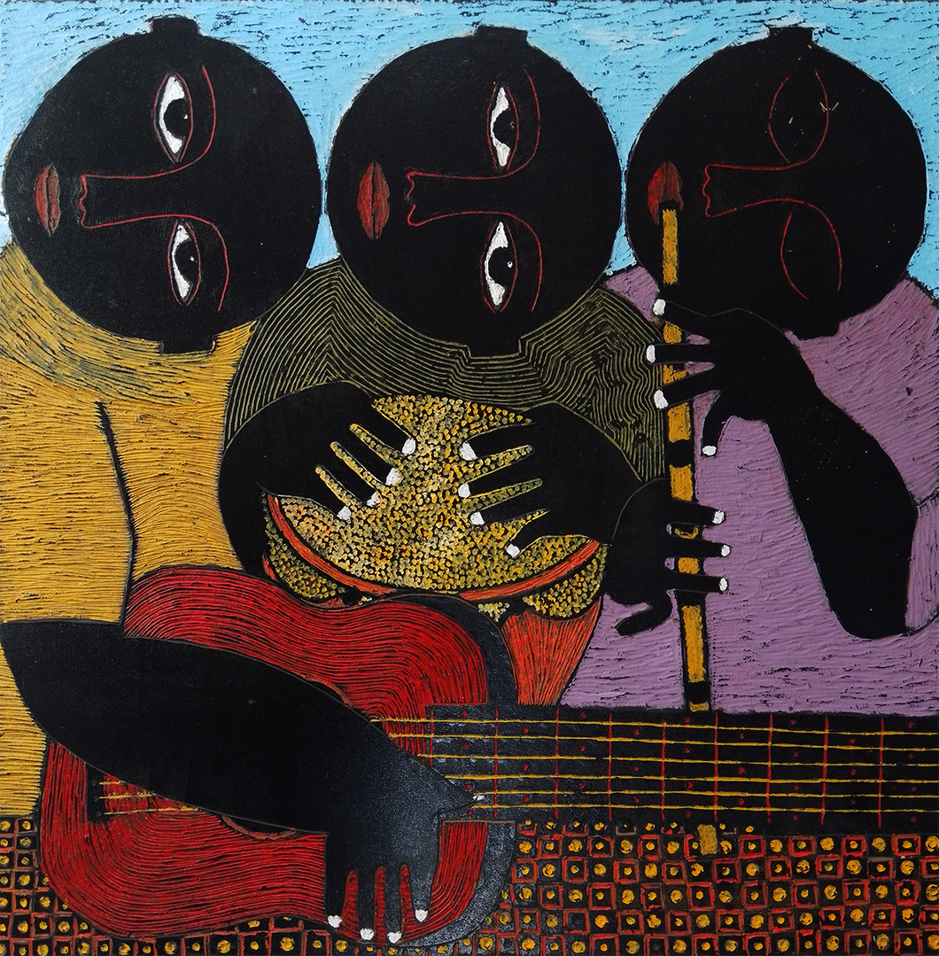 Original Woodcut - Trio Jazz