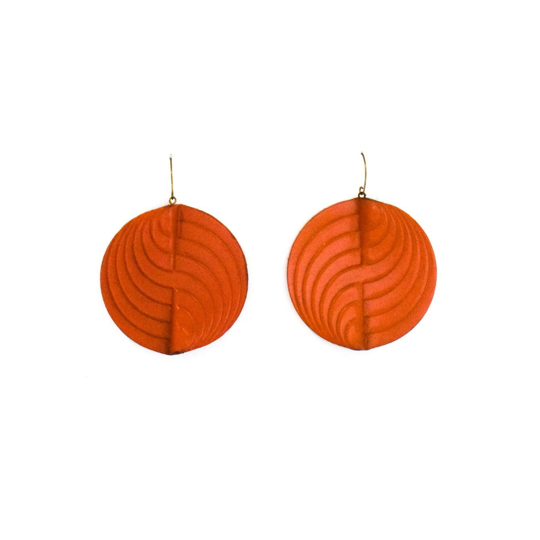 Earrings - Circle - Coral